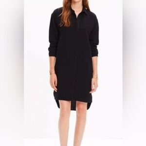 Madewell Black Collared Hi-Lo Shirt Dress Size XXS